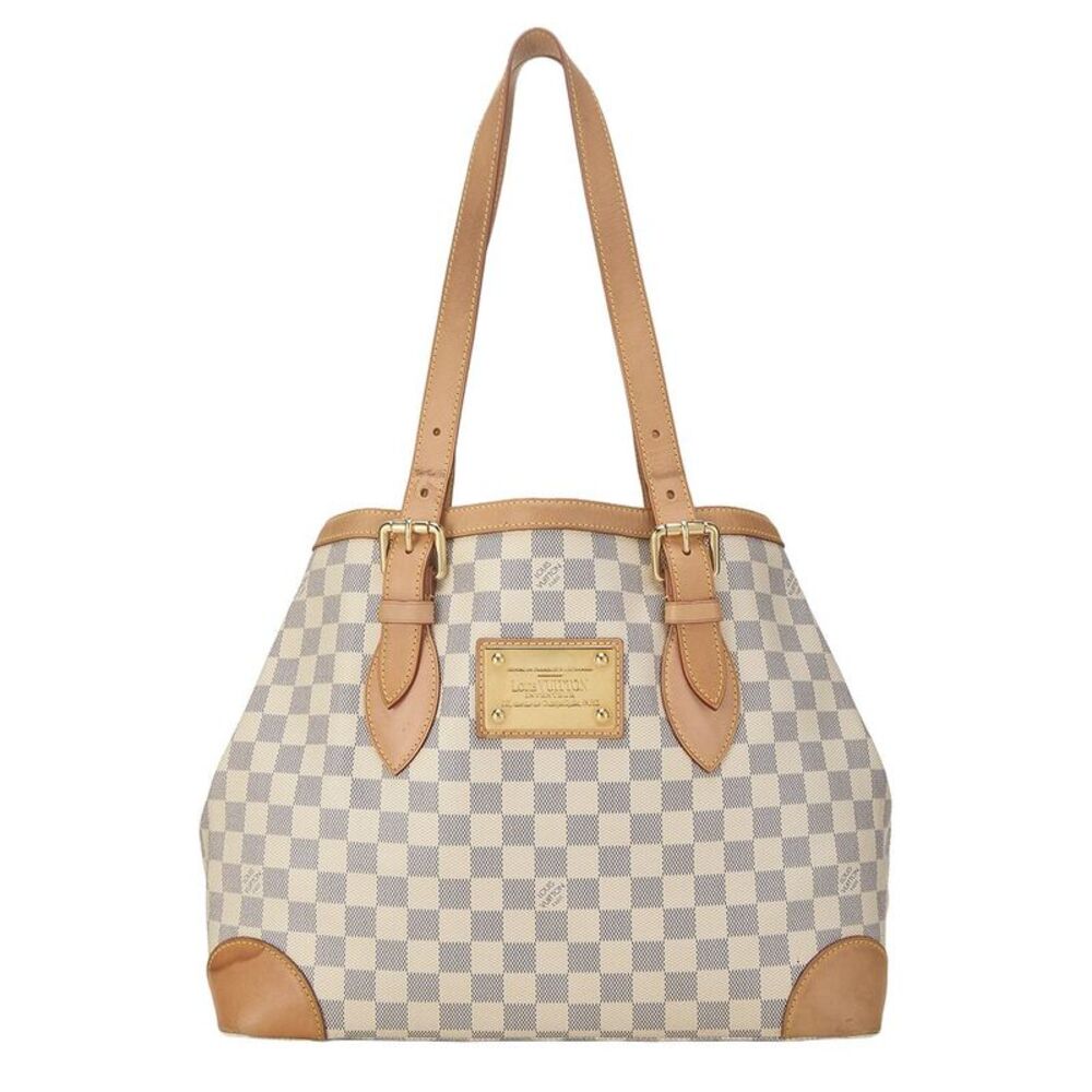Louis Vuitton White Damier Azur Coated Canvas Hampstead Mm (Authentic